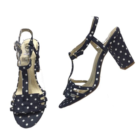 Seychelles Black Dotted Fabric Sandals 7.5 - Picture 1 of 8
